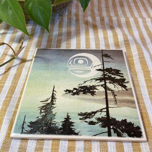 Vintage THE MOON By Sue Coleman Native Design Tile And Cork Trivet Wall Hanging
